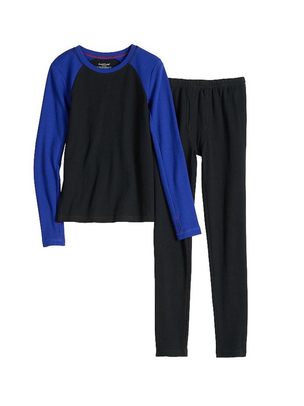 Cuddl Duds Thermal Baselayer Set NEW Black Blue Raglan Sleeve Size XS